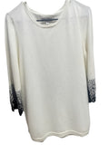 Kim Rogers Cream/Black 3/4 Sleeve Sweater