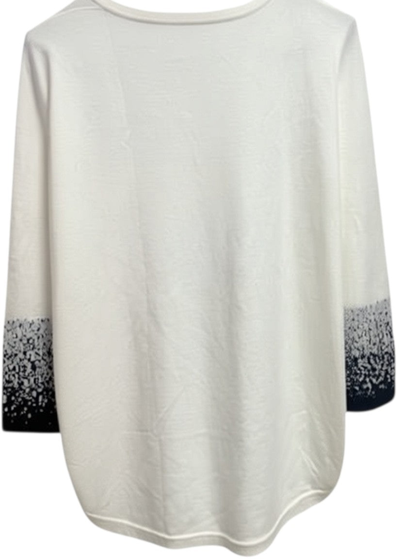 Kim Rogers Cream/Black 3/4 Sleeve Sweater