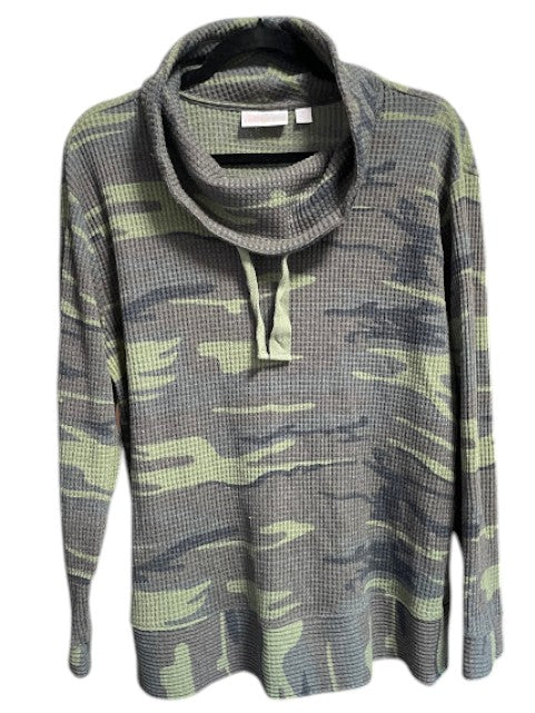 Belle by Susan Gravel Cowl Neck Camo LS Top