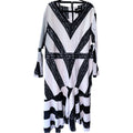 Giovanni Cutout Knit Diagonal Contrast Stripe Gown