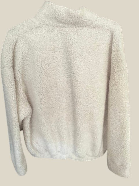 Love Moschino Teddy Pullover Jacket Love Moschino teddy heart patch sweatshirt with zip in cream