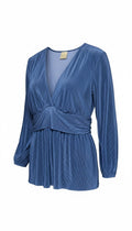 Kyona Pleated Empire Waist Peplum Blouse sz 4x