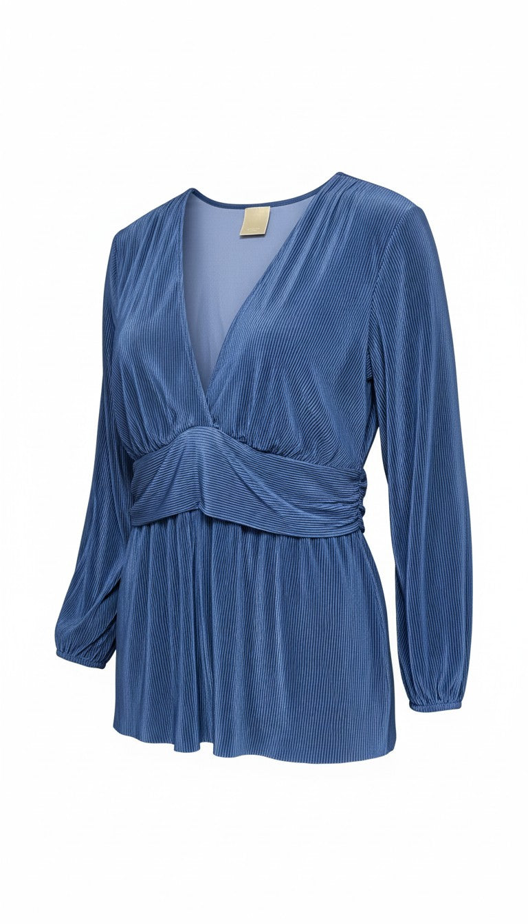 Kyona Pleated Empire Waist Peplum Blouse sz 4x