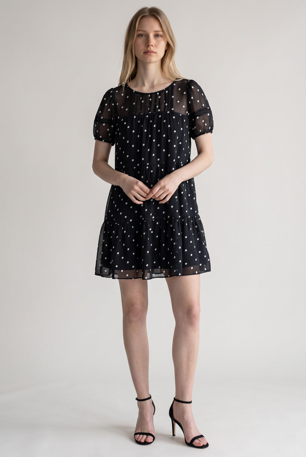 Altar'd State Sheer A- Line Embroidered Bubble Dot Mini Dress