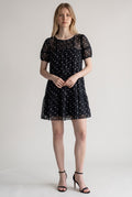 Altar'd State Sheer A- Line Embroidered Bubble Dot Mini Dress