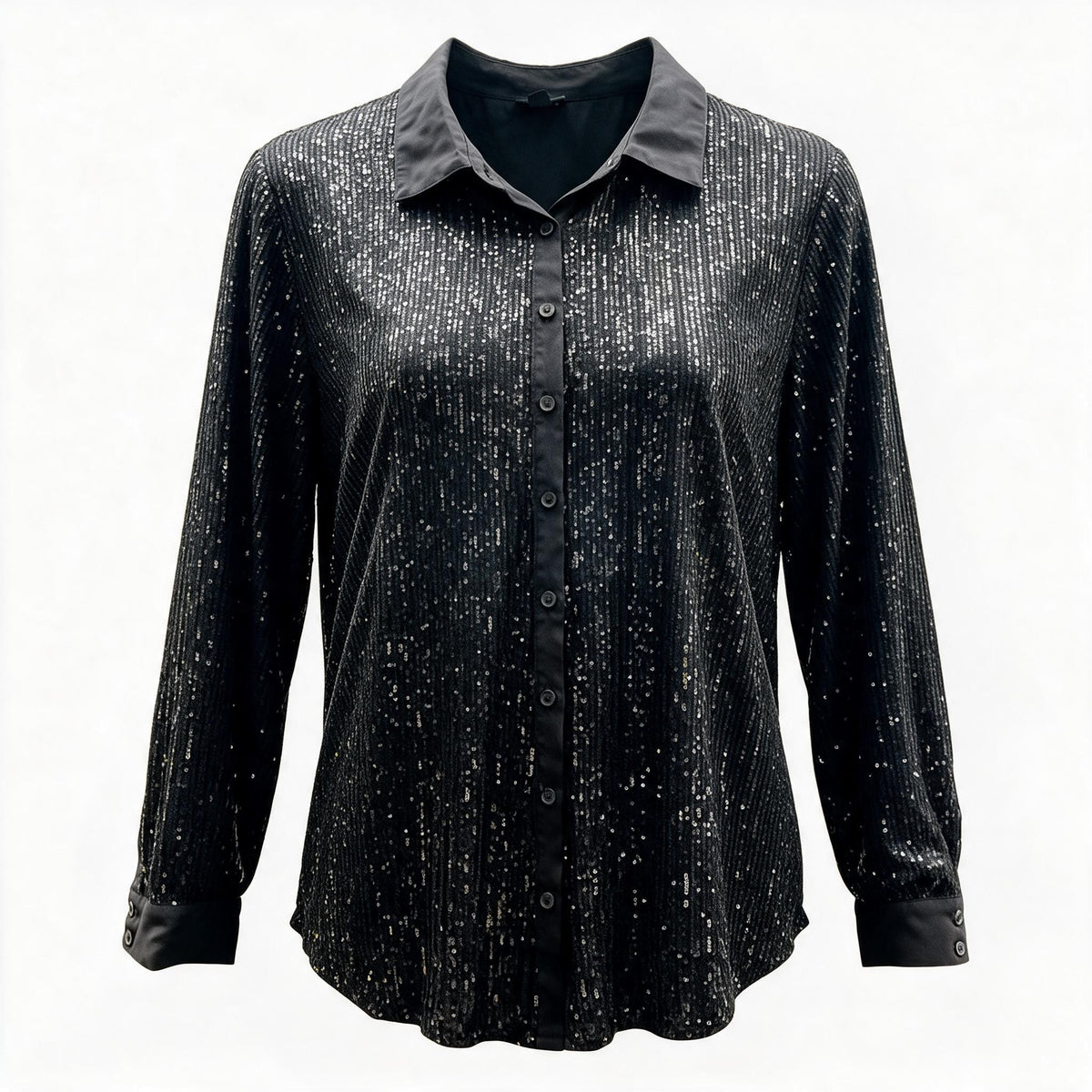 Torrid Sequin Black Long Sleeve Button Down Shirt