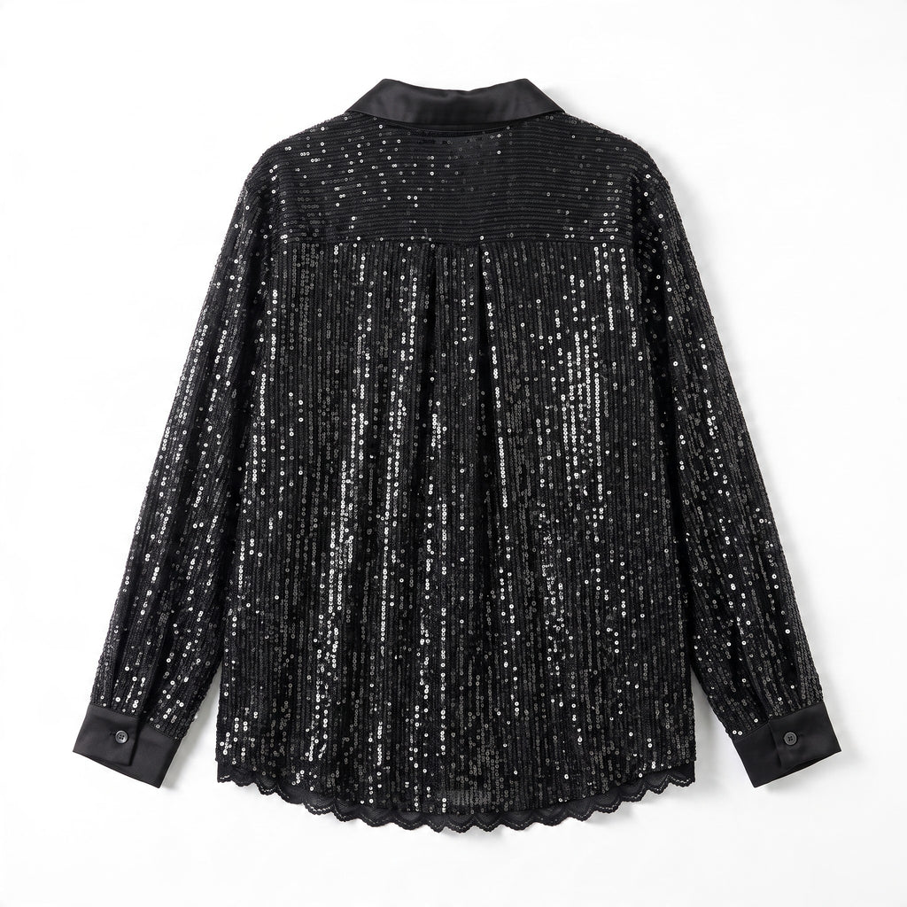 Torrid Sequin Black Long Sleeve Button Down Shirt