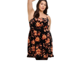 Torrid Orange Floral Velvet Pinnafore Dress