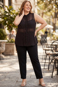 Torrid Black Sheer/Pink Poka Dot Sleeveless Blouse