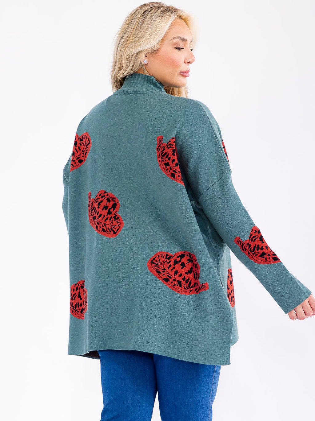 Leopard Cowgirl Mockneck Sweater Plus Sizes