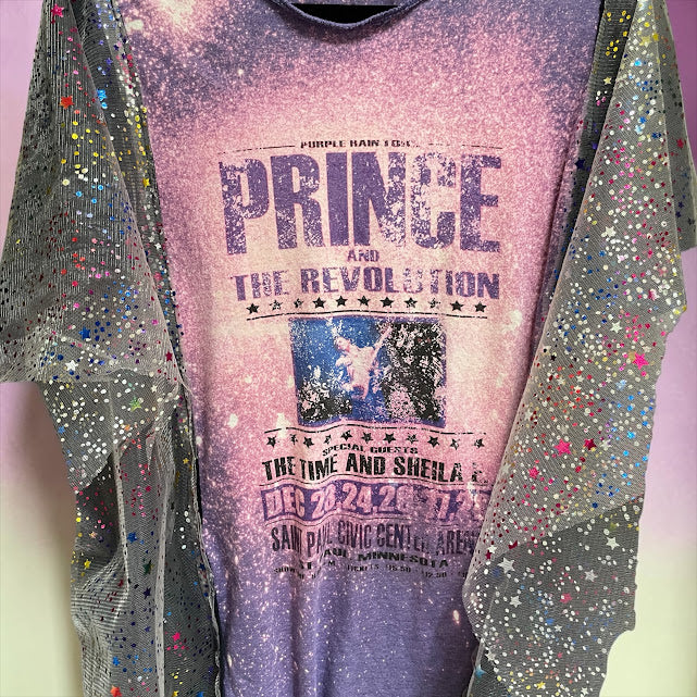 Prince-Upcycled Batwing Tshirt with Bling
