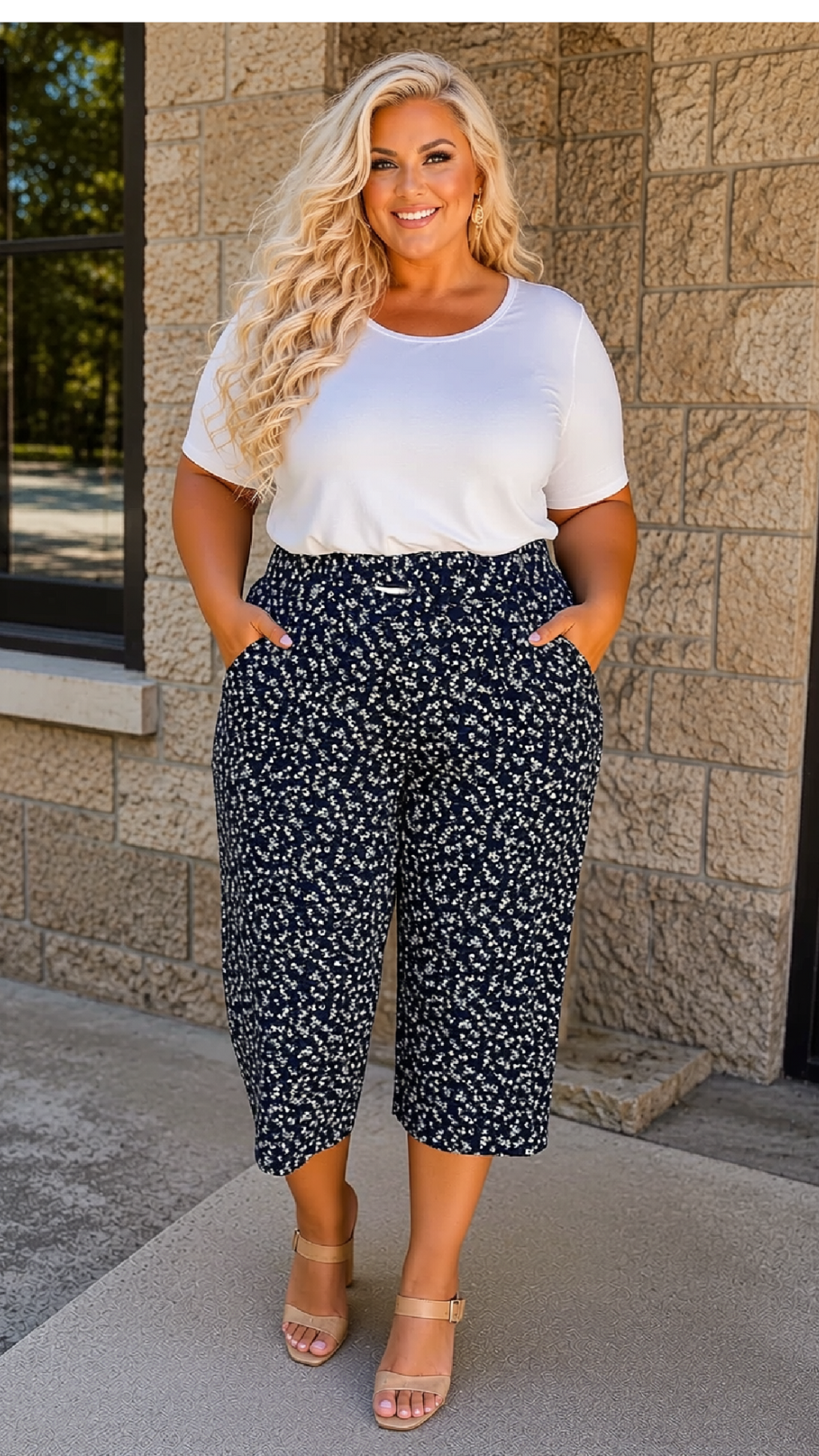 J. Jill Floral Print High Waisted Wide Leg Pants-Coulottes