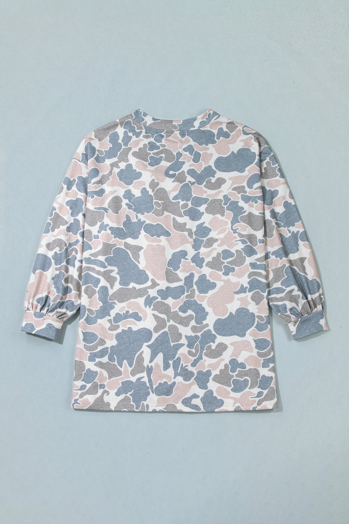 Multicolour Retro Camouflage Print Plus Size Open Tunic Cardigan
