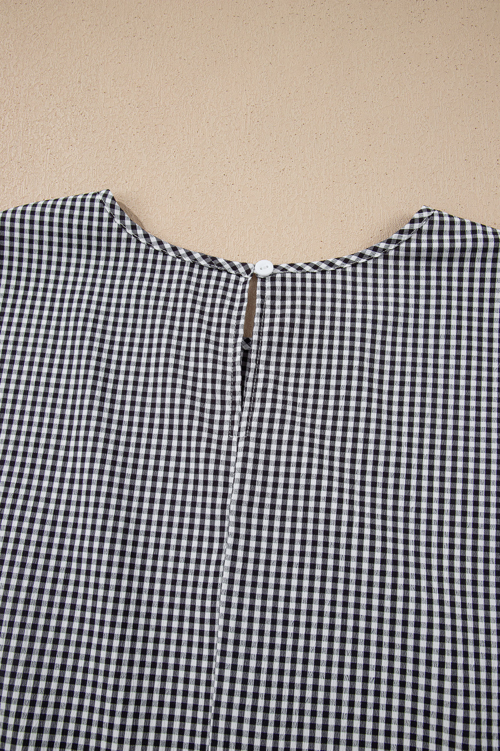 Black Plus Size Plaid Bow Decor Bell Sleeve Round Neck Pull Over