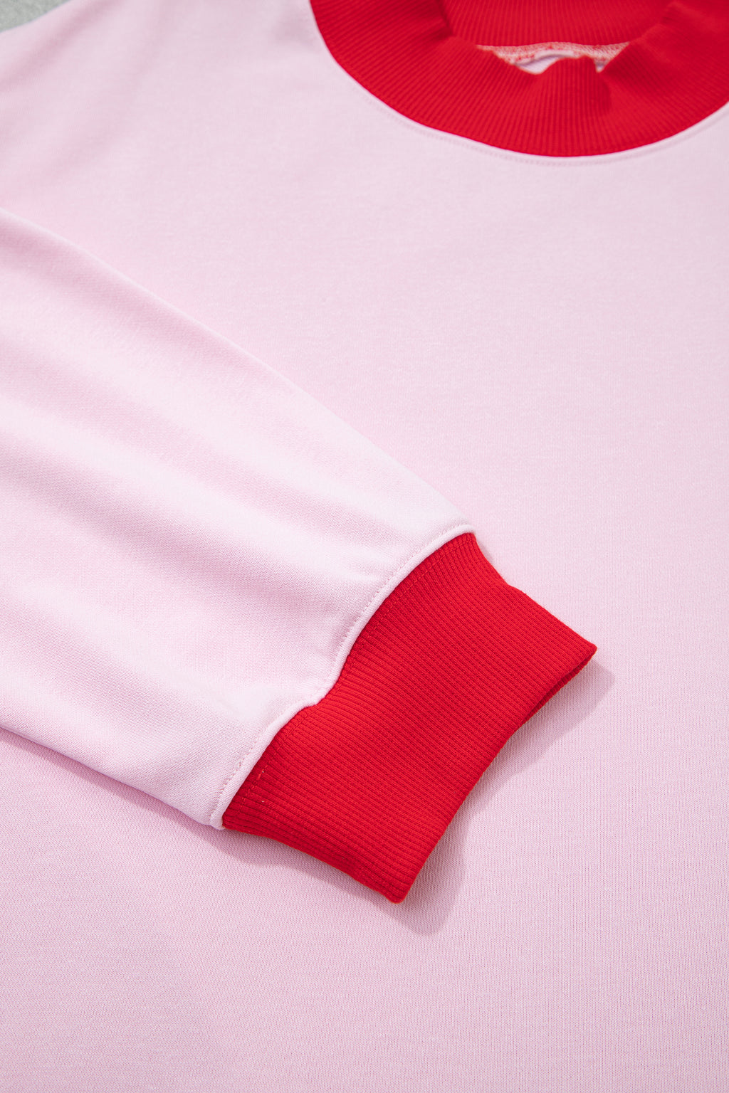 Pink Red Contrast Trim Plus Size Sweatshirt