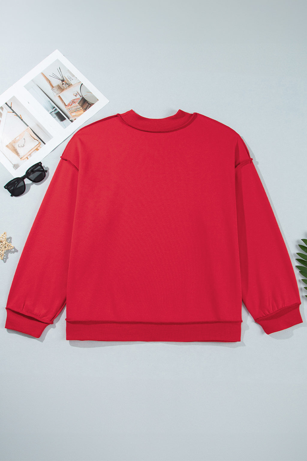Racing Red Exposed Seam Detail Reversible Double Wear Plus Size Sweatshirt
