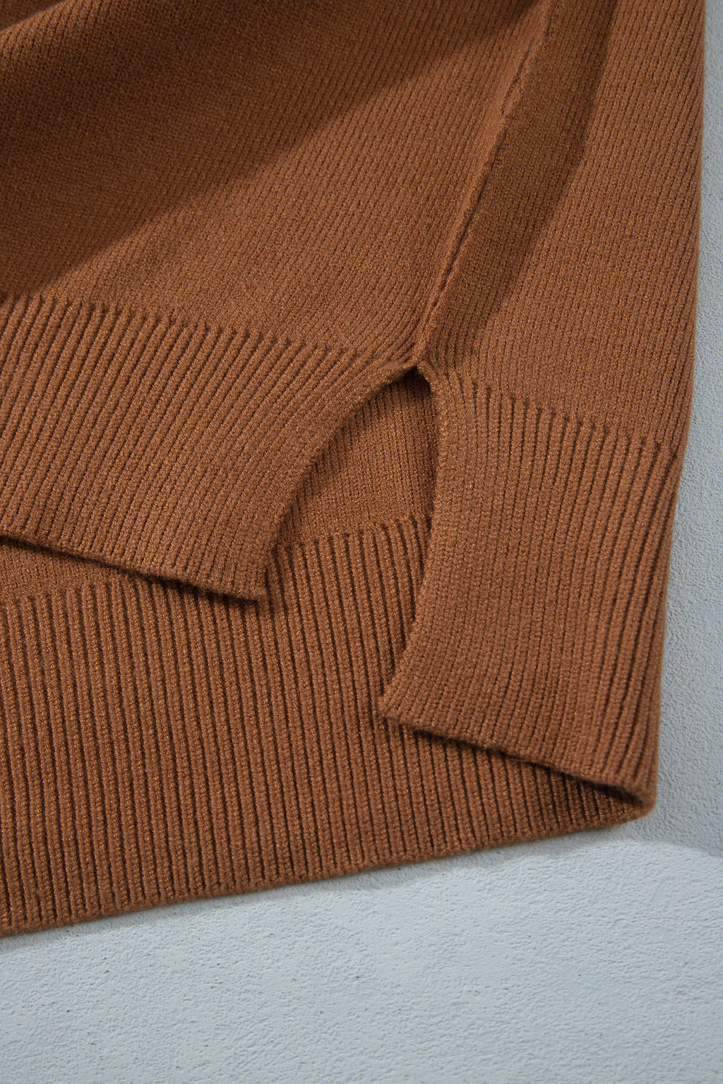 Chestnut Oversized Ribbed Knit Long Sleeve Sweater