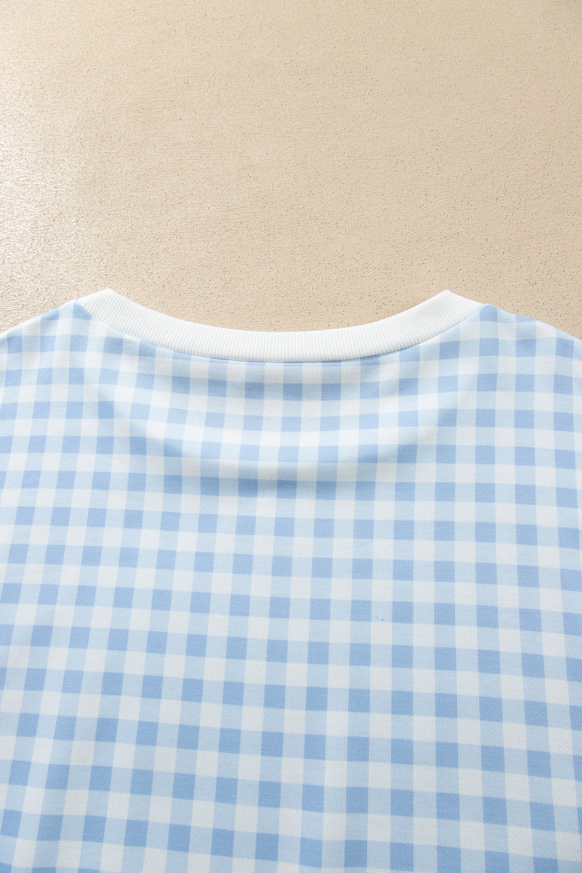 Light Blue Casual Plus Size Plaid Sweatshirt