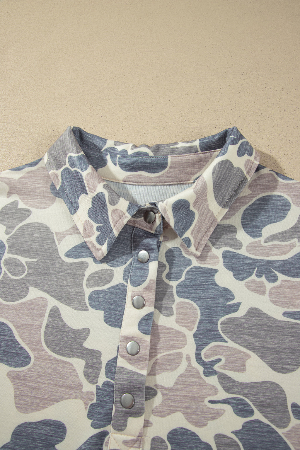 Multicolour Casual Camo V-Neck Buttoned Sweatshirt