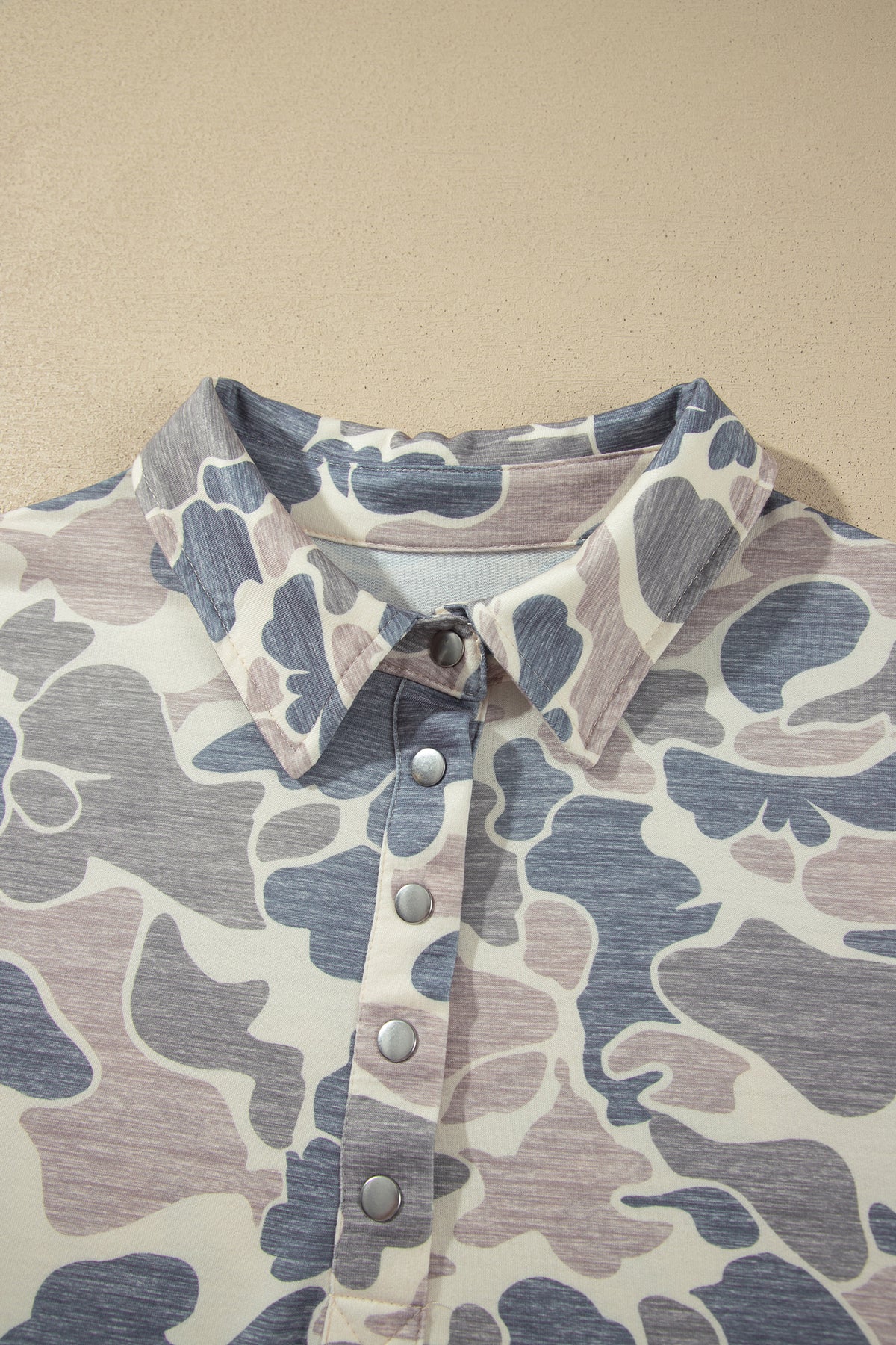 Multicolour Casual Camo V-Neck Buttoned Sweatshirt