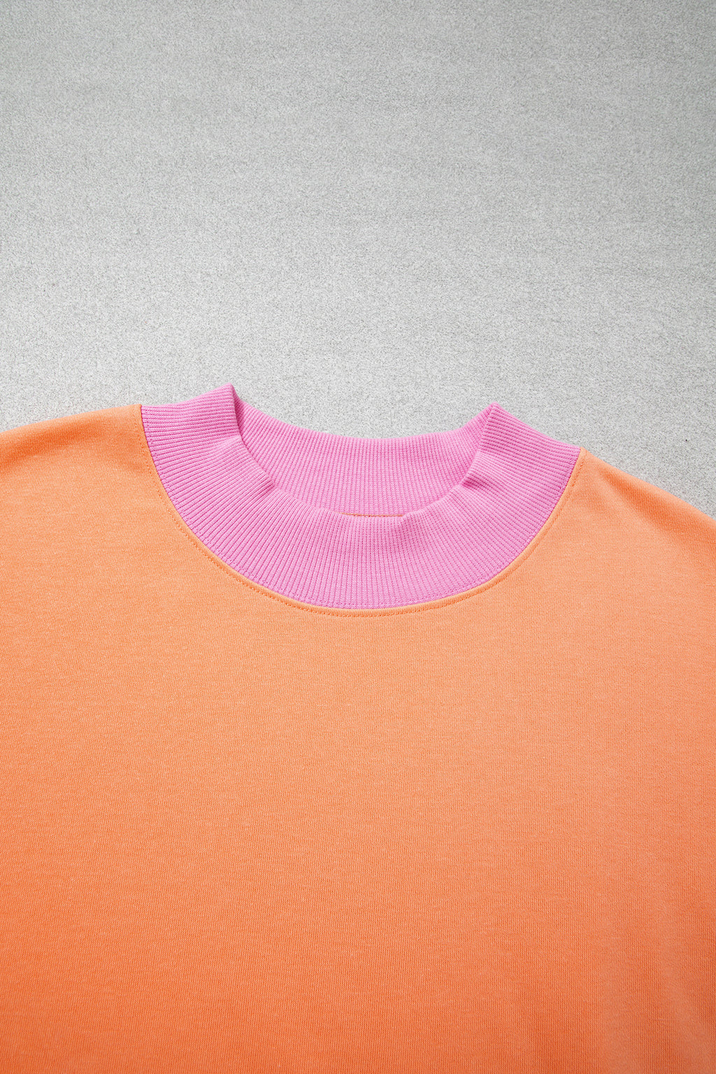 Pink Red Contrast Trim Plus Size Sweatshirt