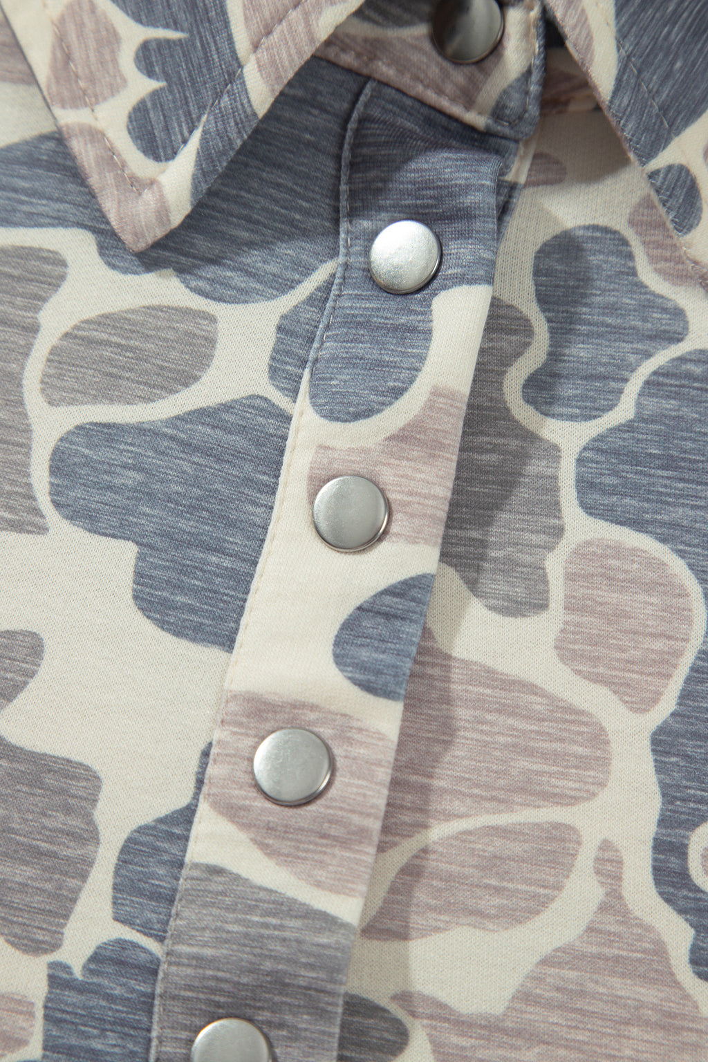 Multicolour Casual Camo V-Neck Buttoned Sweatshirt