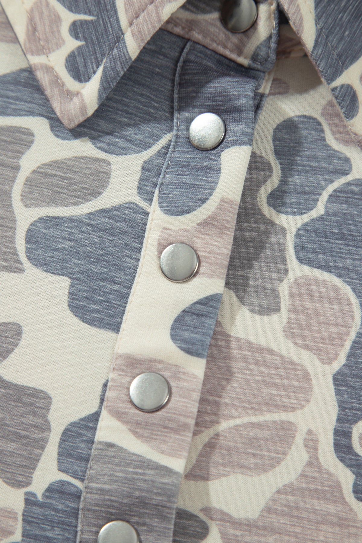 Multicolour Casual Camo V-Neck Buttoned Sweatshirt