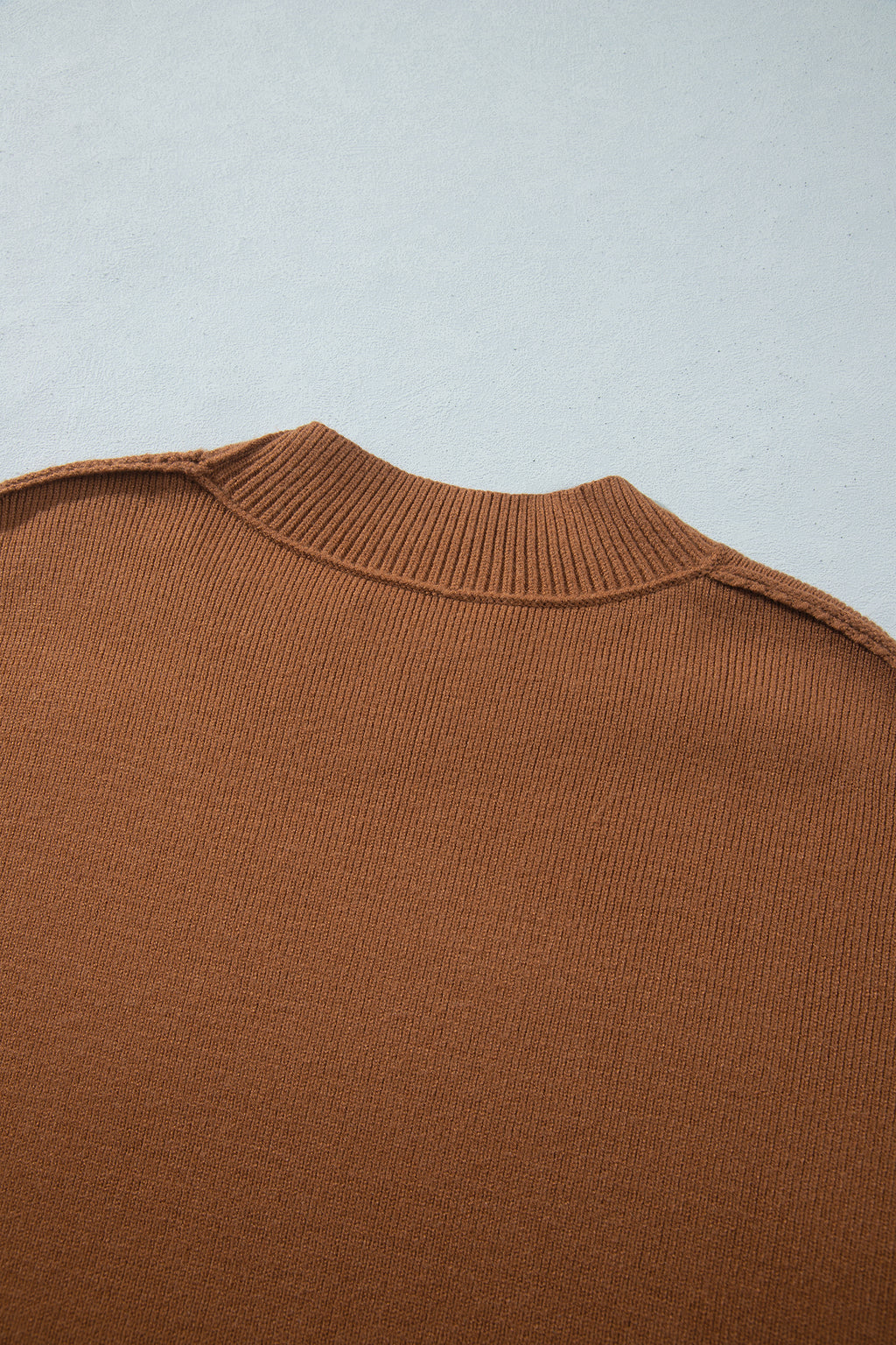 Chestnut Oversized Ribbed Knit Long Sleeve Sweater
