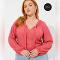 Torrid Crinkle Chiffon Raglan Tie-Front Blouse