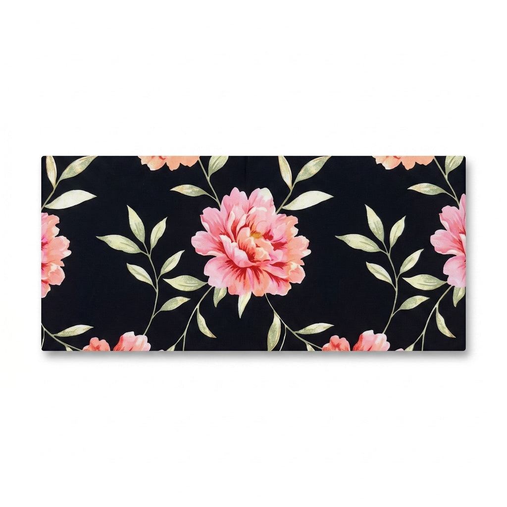 Somethinguluv3 sleeveless peplum tank top featuring a vibrant pink floral print on a black background.