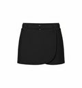 Somethinguluv3 Free Country charcoal gray swim skirt with a faux wrap design and matching belt detail.
