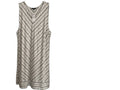 Somethinguluv3 J.Jill sleeveless V-neck dress in cream and black with a chevron brushstroke pattern.