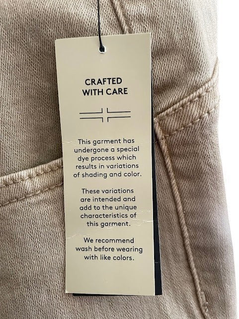 Somethinguluv3 Liverpool Piper Hugger Ankle Skinny jeans in biscuit tan with a garment care tag attached