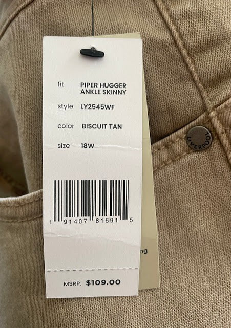 Somethinguluv3 Liverpool Piper Hugger ankle skinny jeans in biscuit tan with branded metal rivet