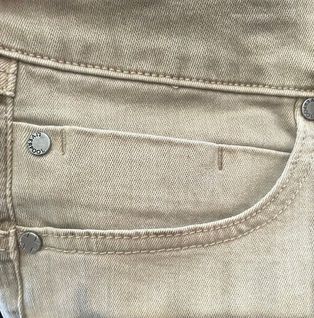 Somethinguluv3 Liverpool Piper Hugger ankle skinny jeans in biscuit tan with branded metal rivets and coin pocket